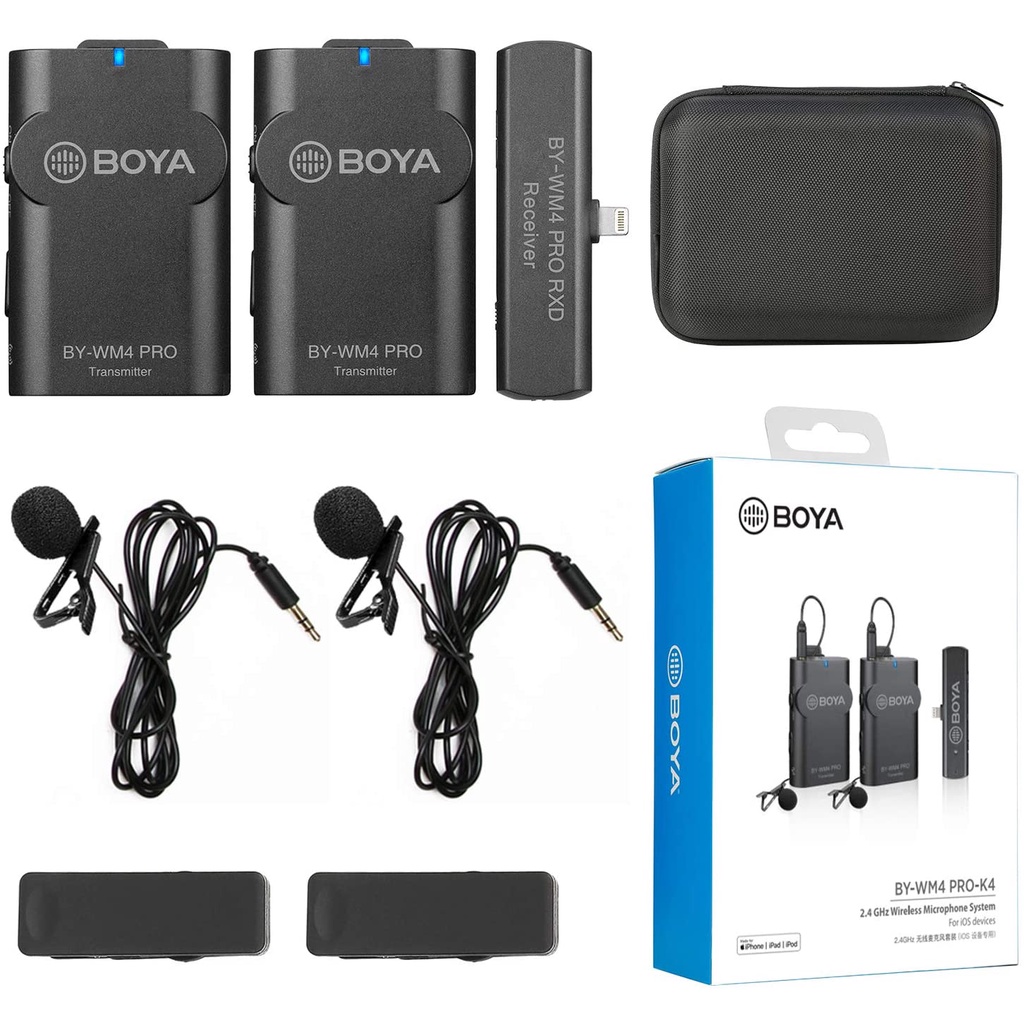 [BẢO HÀNH 2 NĂM]BOYA BY-WM4 Pro K4 - Mic thu âm không dây cổng Lightning, thu cho 2 người