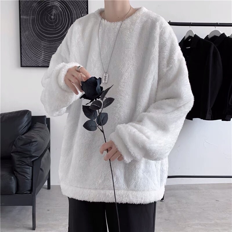 Áo sweater lông mịn trơn unisex