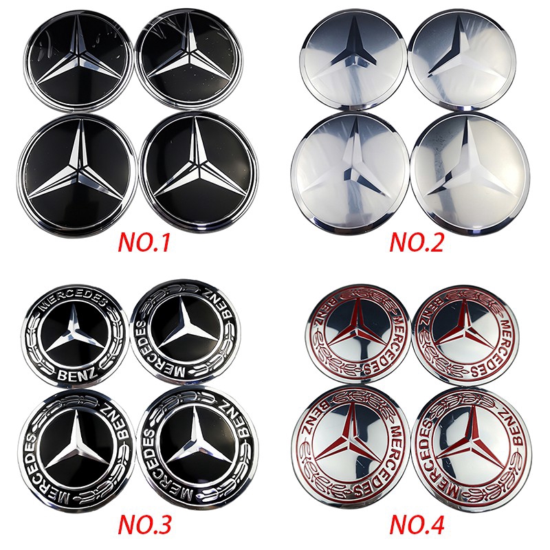 Bộ 4 miếng dán nắp trục trung tâm bánh xe 56mm thời trang dành cho Mercedes Benz AMG Brabus Apple Tree Lorinser