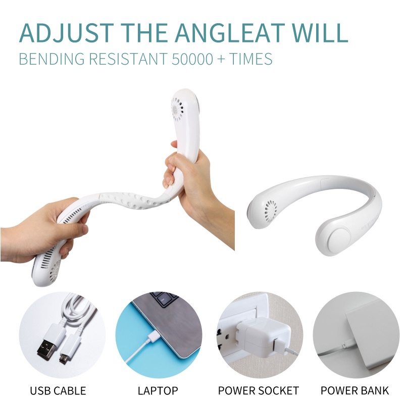 Quạt đeo cổ- 4000mAh Quạt Không Cánh USB Tích Điện Tiện Lợi, Thời Trang, Dáng Thể Thao Hàng Nội