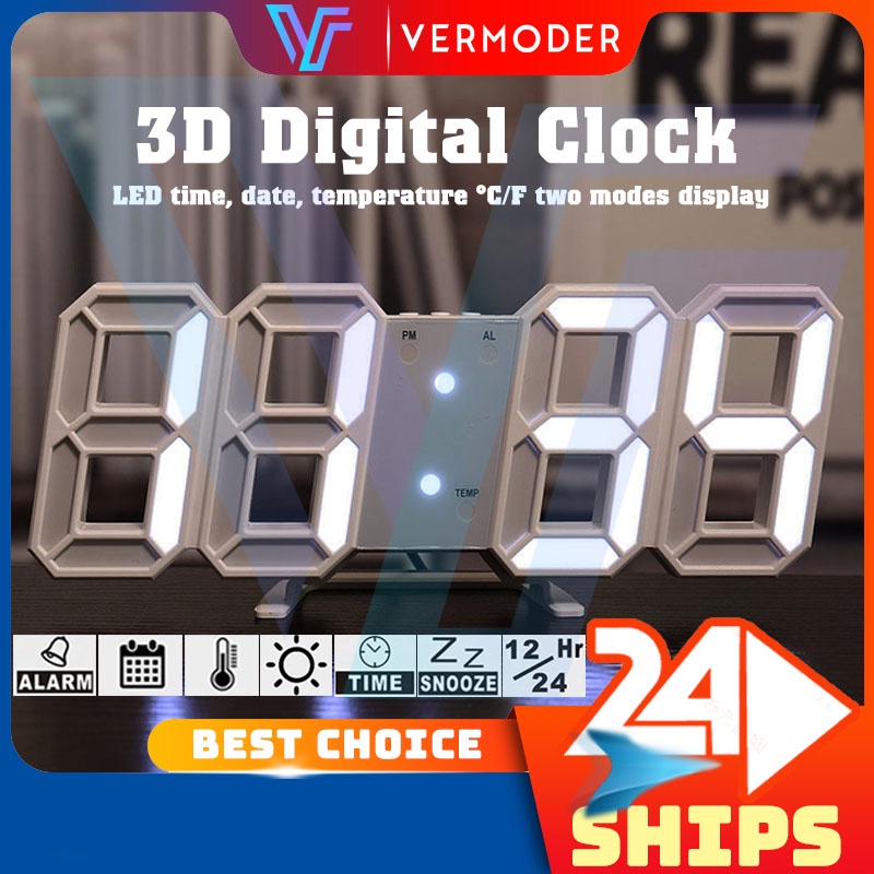 Đồng hồ kỹ thuật số LED thông minh 3D thiết kế để bàn và treo tường dùng làm quà tặng
