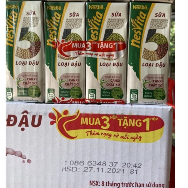 THÙNG SỮA 5 LOẠI ĐẬU NESVITA 180ML 32 HỘP