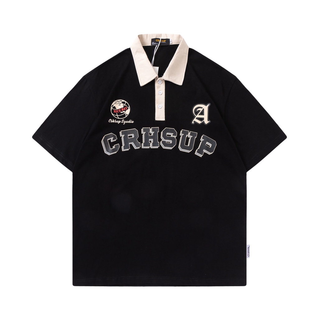 Áo polo nam nữ chất liệu cotton mềm mịn, áo thun CRHSUP unisex có cổ phong cách Hàn Quốc