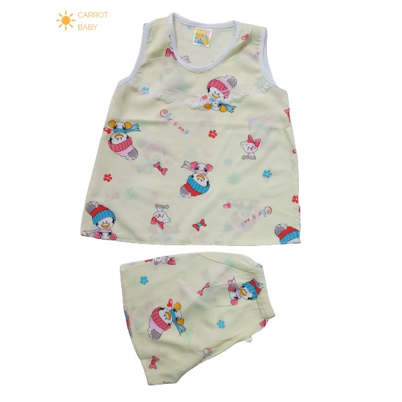 Quần áo trẻ em-set 3 đồ bộ bé gái tole tole lanh- kiểu áo sát nách cực kỳ dễ thương  (6kg-17kg) CARROT BABY SHOP