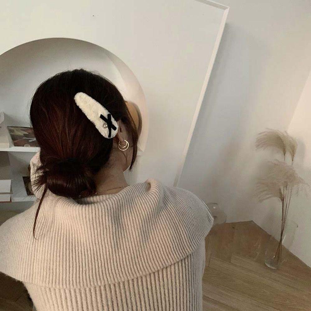 Kẹp Tóc Nơ Kim Loại Đính Lông Nhung Sang Trọng VANES1 Phong Cách Hàn Quốc Cho Nữ