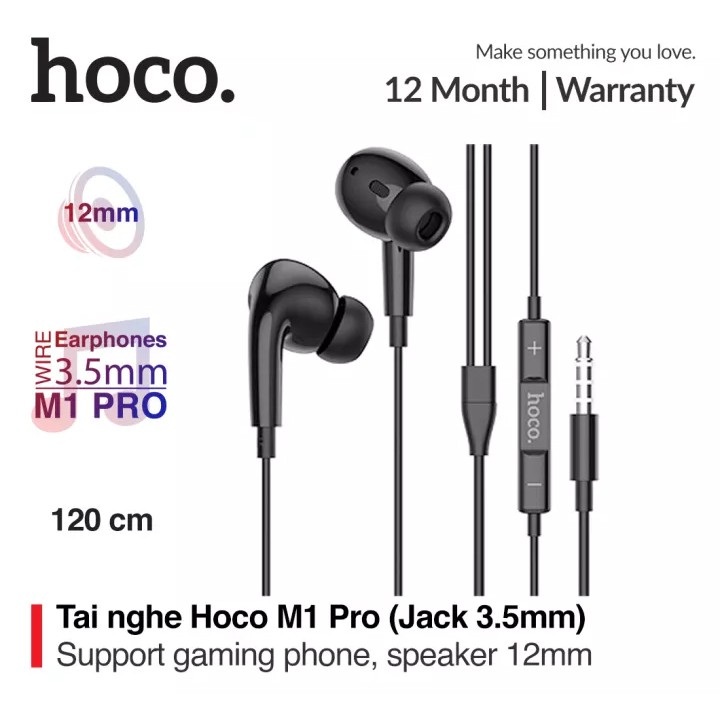 ⚡NowShip⚡ Tai Nghe Âm Thanh Hay Dây Hoco M1 Pro Jack 3.5mm Type C Dài 1.2M Chính Hãng Cho Điện Thoại IPhone Android