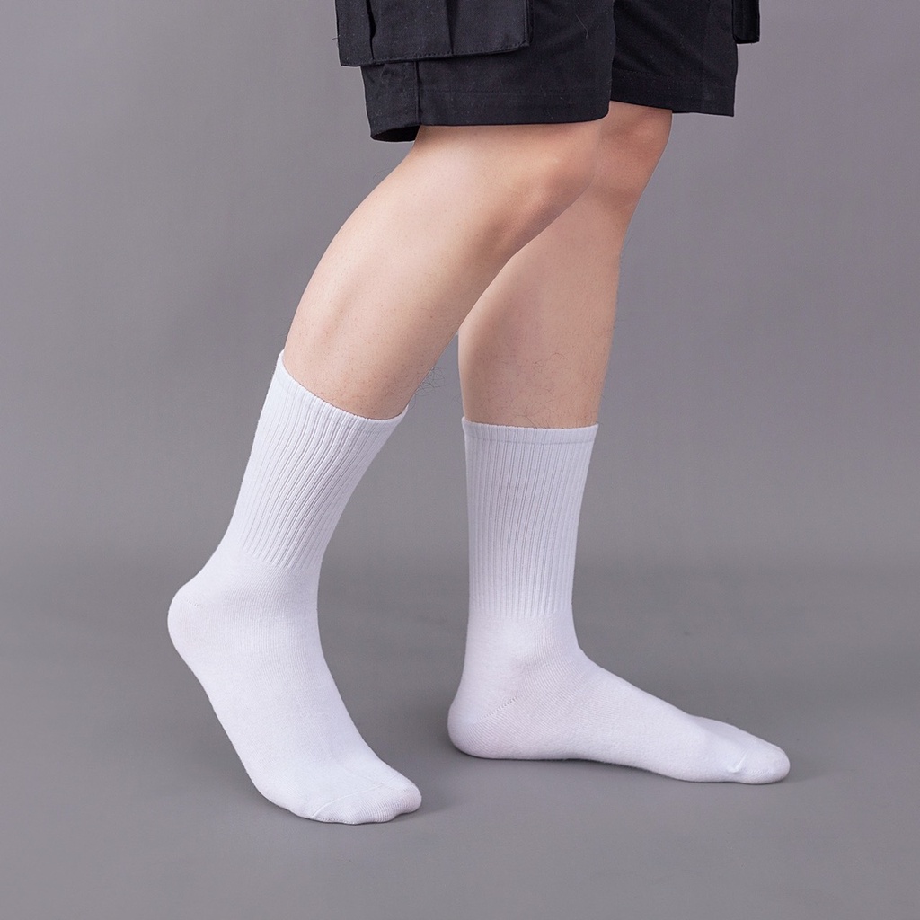 Tất Vớ Cổ Cao Nam Nữ Trắng Đen Phong Cách Unisex Hàn Quốc MRSOCKS VC069