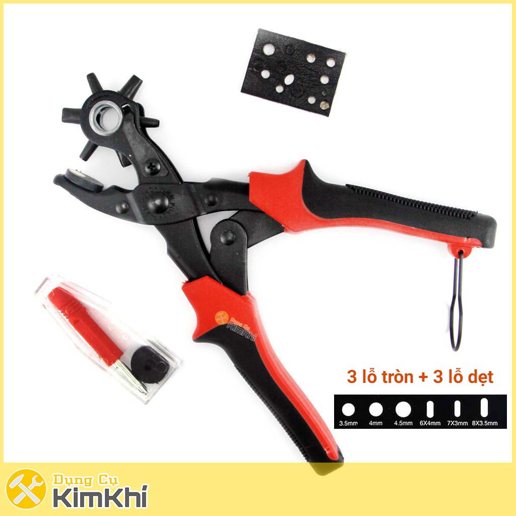 Kìm bấm lỗ da 3 cỡ lỗ tròn 3 cỡ lỗ dẹt