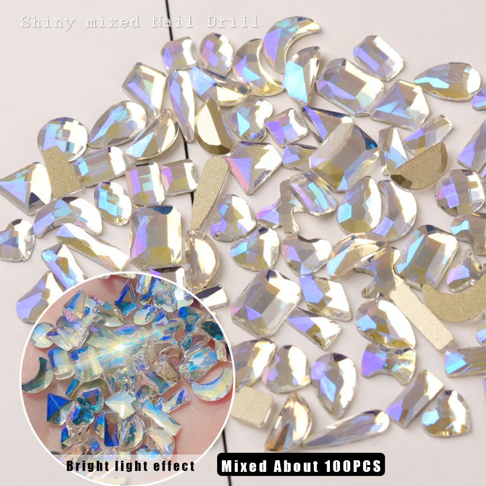 Tương Lai 100 Cái Kim Cương Đầy Màu Sắc|Bộ Móng Tay Giả Cực Quang|Mới Đá Đính Trang Trí Móng Tay 3D