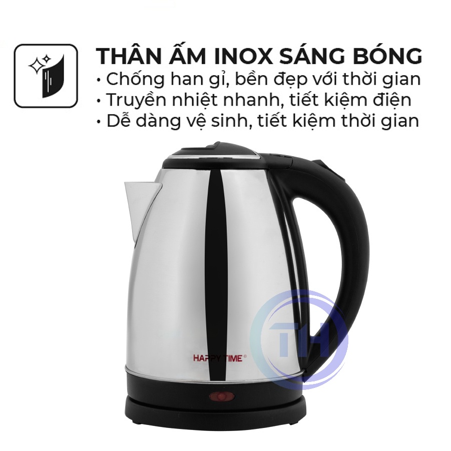 Ấm Siêu Tốc Sunhouse Chính Hãng 1.8l HTD1081 , Bình Đun Siêu Tốc Tay Cầm Cách Nhiệt Chất Liệu Inox Cao Cấp