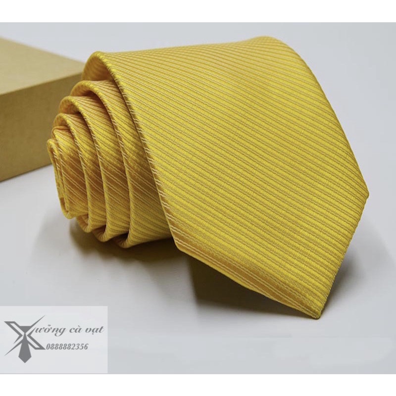 Cà vạt mầu vàng công sở - cà vạt đồng phục bản 7cm cao cấp