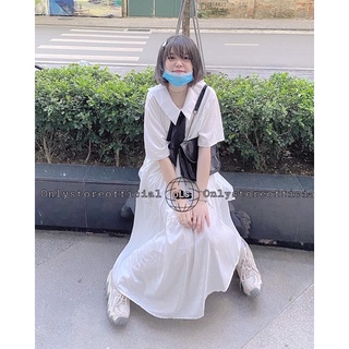 Đầm babydoll dáng dài nơ