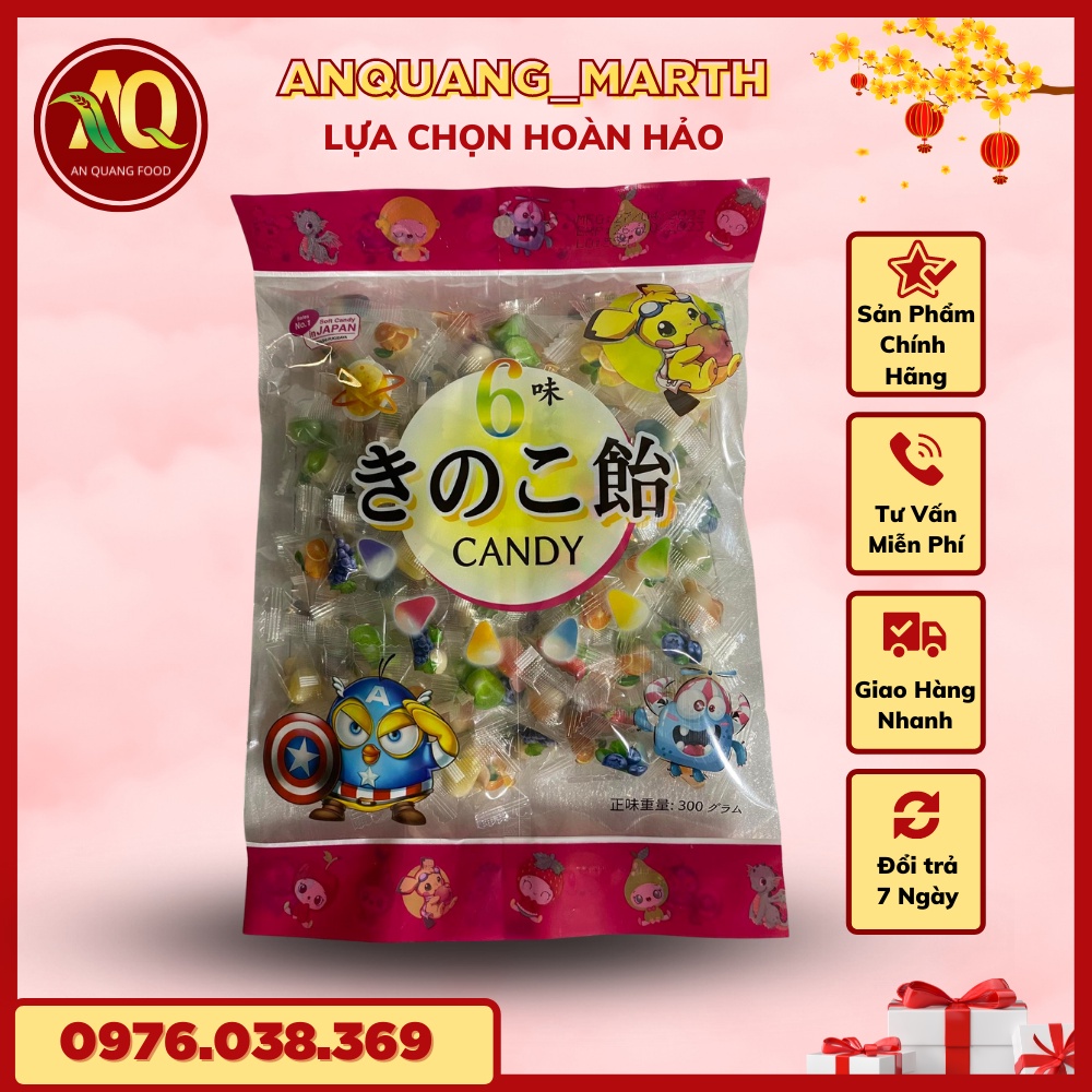 Kẹo trái cây ANQUANG_MARTH, kẹo nấm nhập khẩu Nhật Bản gói 200gr và 300gr- Hàng chất lượng