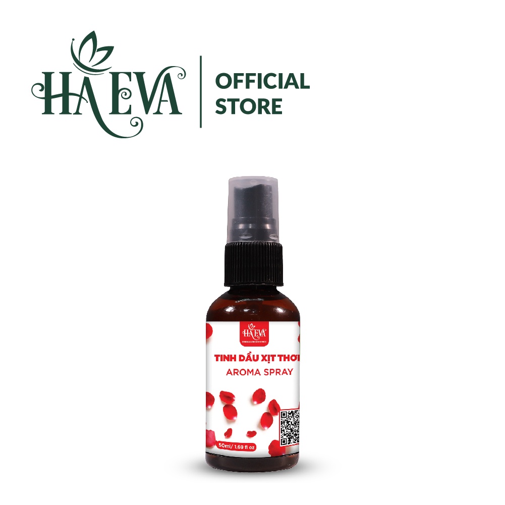 Tinh dầu xịt thơm Hoa Hồng Haeva 50ml, 100% thiên nhiên, giúp khử mùi, làm thơm, giảm căng thẳng, thư giãn