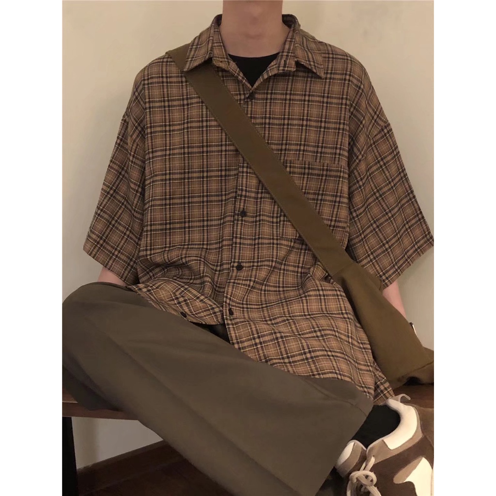 Áo Sơ Mi Nam Tay Ngắn Kẻ Sọc Caro Trẻ Trung Thời Trang Unisex Hàn Quốc Bigsize Simple Áo Sơ Mi Nữ