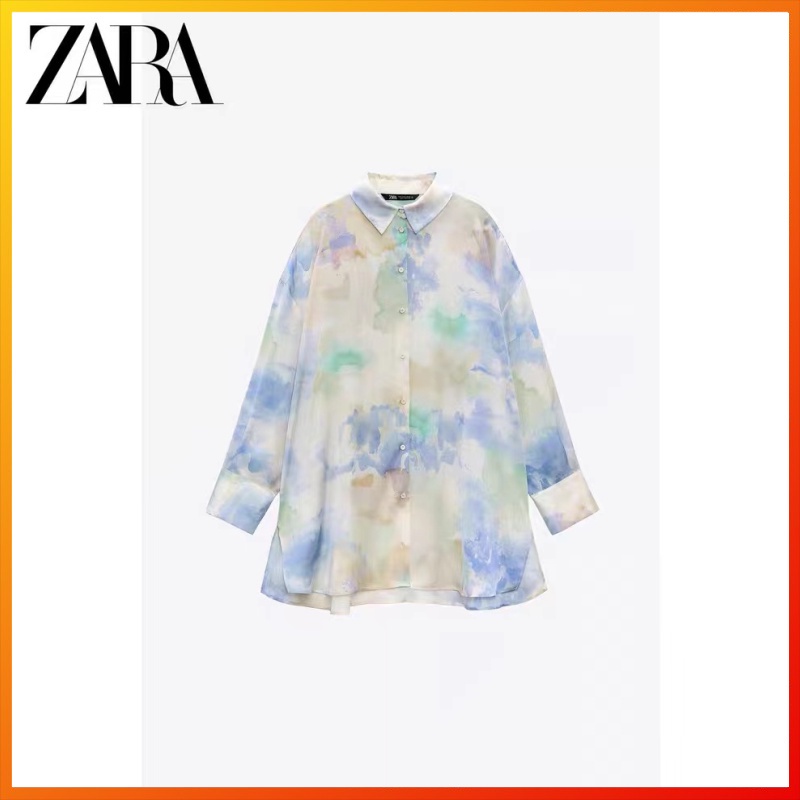 Zara Áo Sơ Mi Lụa satin Form Rộng Thời Trang Thanh Lịch Cho Nữ