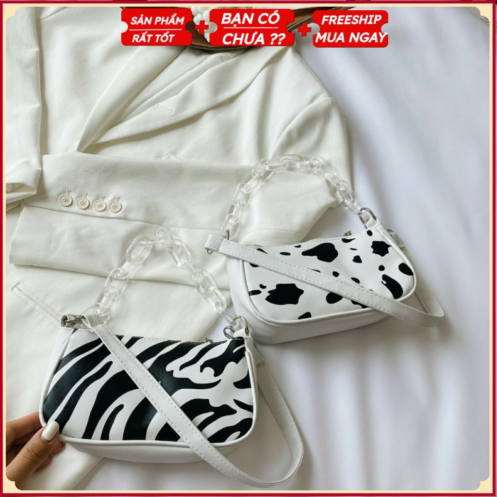 PVN28812 Túi xách cặp nách bò sữa dây xích trong suốt thời trang hot trend T2
