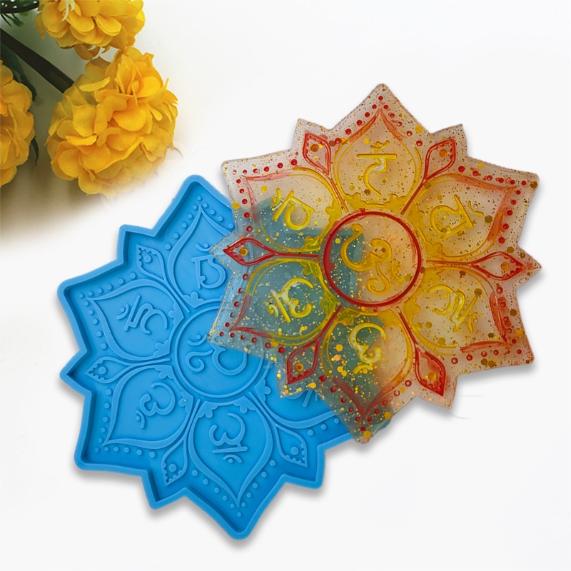 Khuôn Silicone Làm Đế Lót Ly Hình Biểu Tượng Mantra DIY