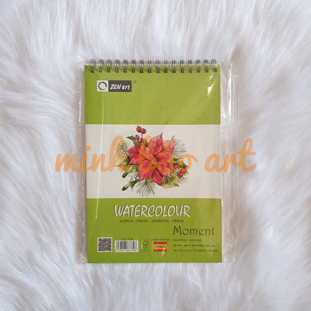 SỔ VẼ MÀU MƯỚC CAO CẤP ZEN ART MOMENT VÂN COLD (20 TỜ, 224 GSM - GIẤY NHẬP KHẨU TÂY BAN NHA)