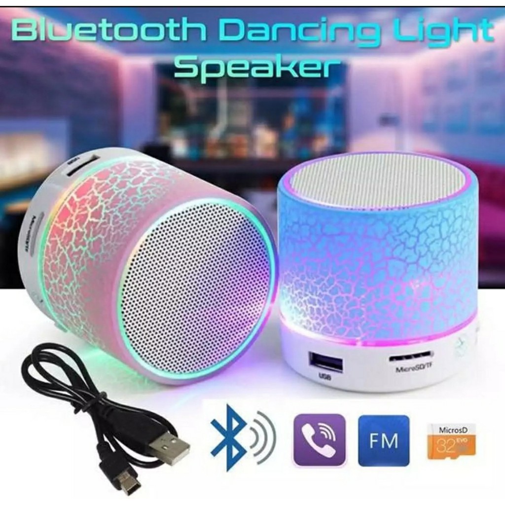 [FREESHIP] Loa bluetooth mini có đèn LED đủ màu hỗ trợ USB/FM/AUX/thẻ nhớ TF