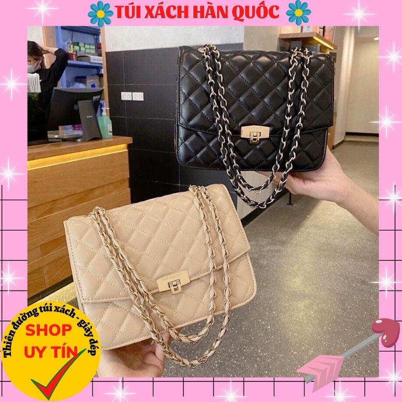 TÚI XÁCH NỮ, TÚI ĐEO CHÉO TRẦN TRÁM KHÓA GẬP HQ 400