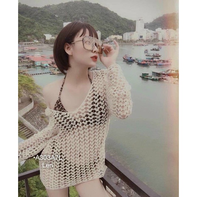 [BIGSIZE] Áo Len Đi Biển Dành Cho Nữ Áo Kiểu Len Đan Lỗ Sexy Mặc Khoác Ngoài Thời Trang Hè Bebedoll