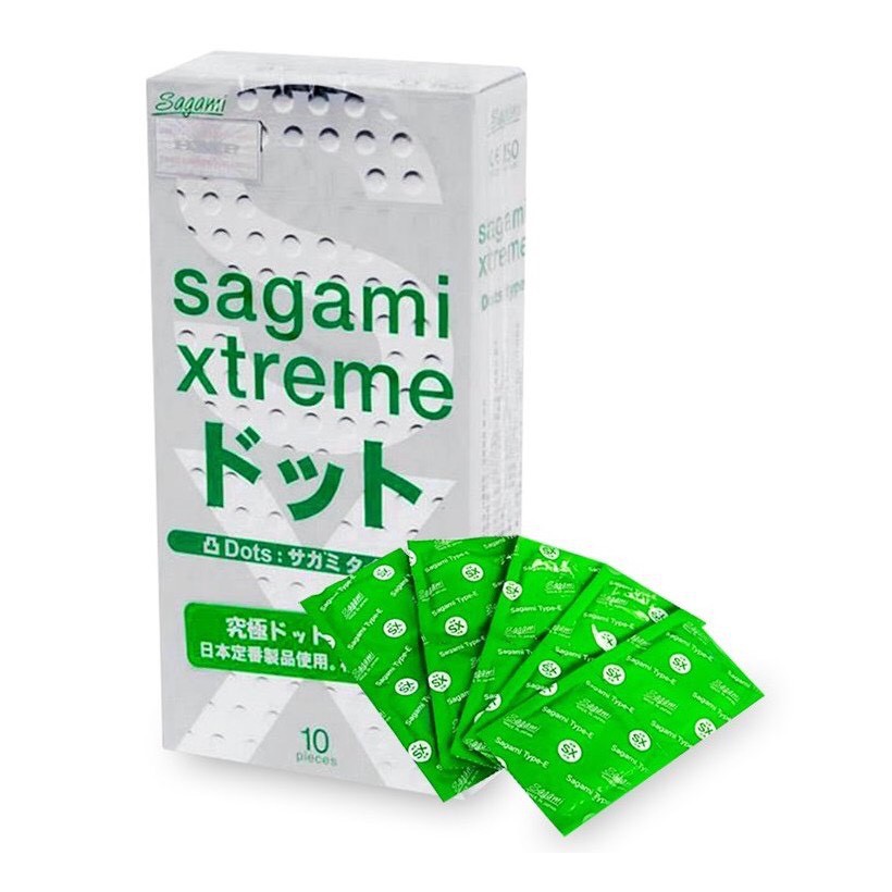 [HỘP 10 CHIẾC] Bao cao su Sagami Xtreme Dots Type White Box - Nhật Bản CÓ GÂN GAI TĂNG KÍCH THÍCH