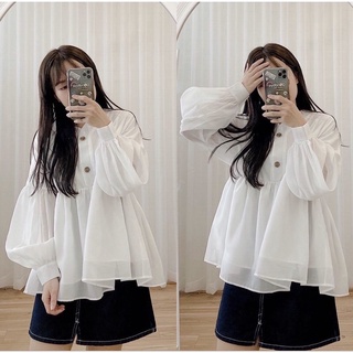 Áo babydoll voan tơ tay bồng 150k