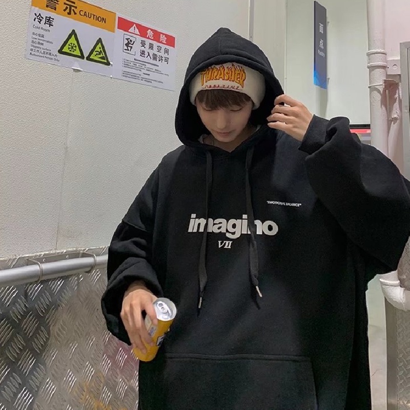 Áo hoodie Thể Thao Dáng Rộng In Chữ Phong Cách Hip Hop Đường Phố Hàn Quốc Thời Trang Mùa Đông Cho Nam [M-5XL]