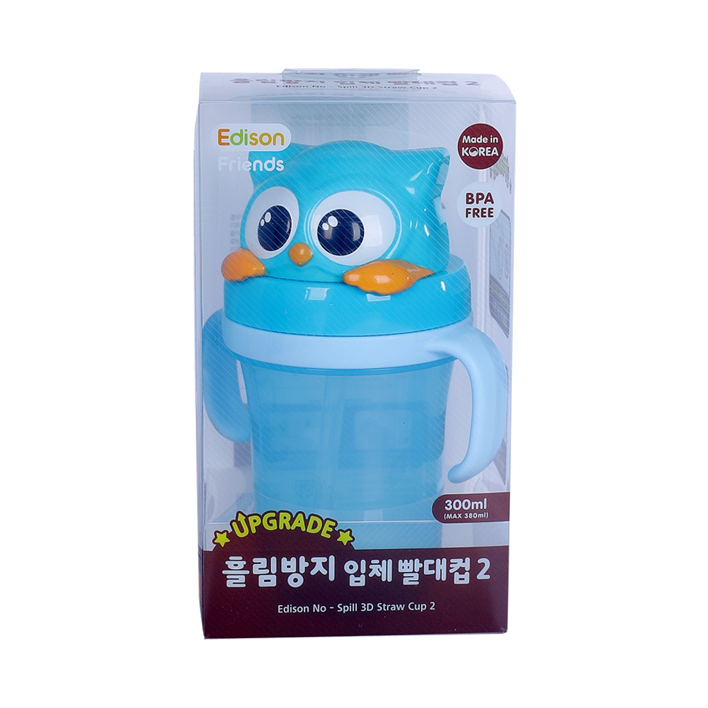 Bình tập uống Edison 2 3D con cú - Xanh