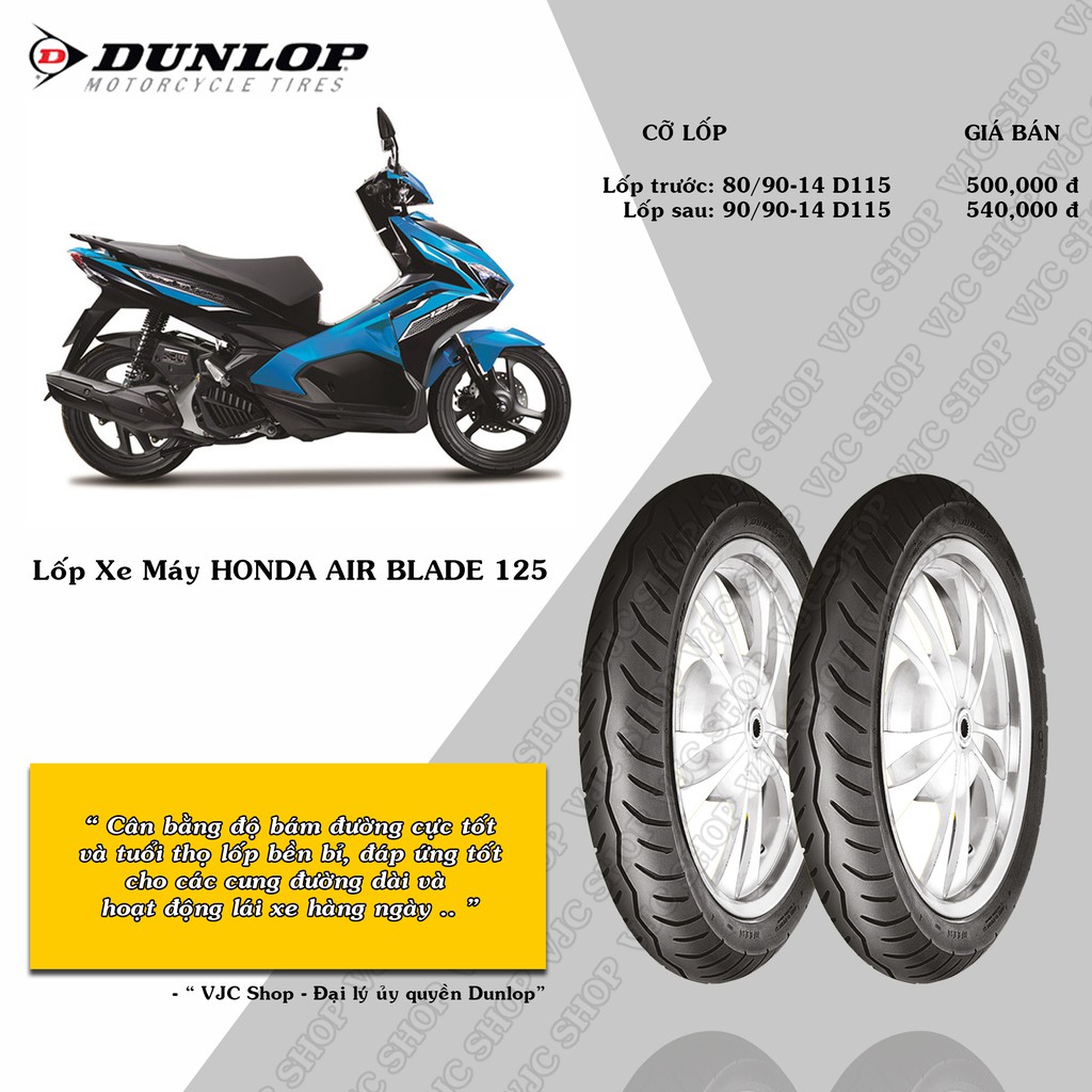 Vỏ Lốp Xe Dunlop Cho Honda Air Blade 110, Air Blade 125, Air Blade 150