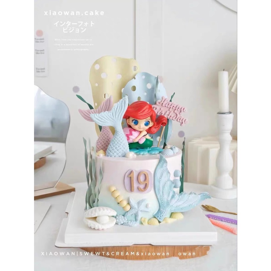 Trang trí nàng tiên cá chibi - Phụ kiện trang trí bánh sinh nhật