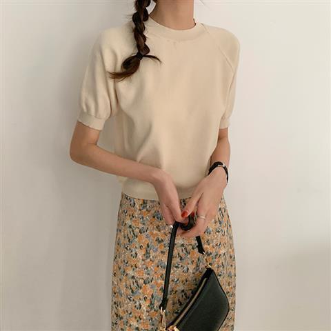 Áo len tay ngắn dáng ôm phong cách Hàn Quốc thời trang mùa hè cho nữ