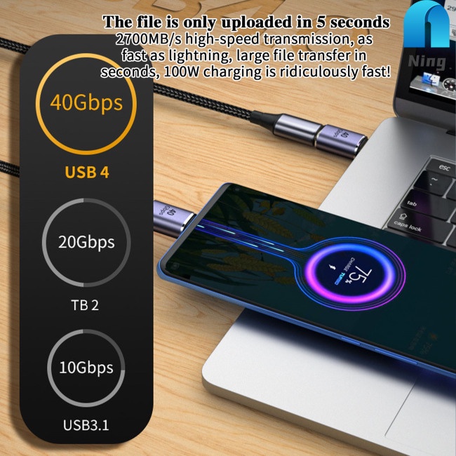 Đầu Chuyển Đổi Ning Type-C 4.0 Sang Cổng C 40gbps Pd100w Sạc Nhanh Dành Cho Thunderbolt 4