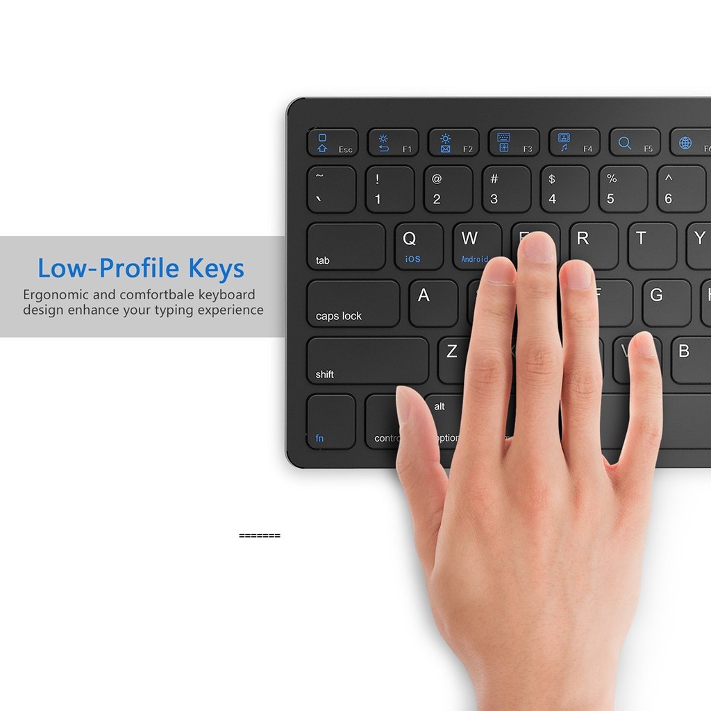 Bàn phím rời Bluetooth cho điện thoại, máy tính bảng (Đen) tặng cáp sạc iPhone có đèn LED