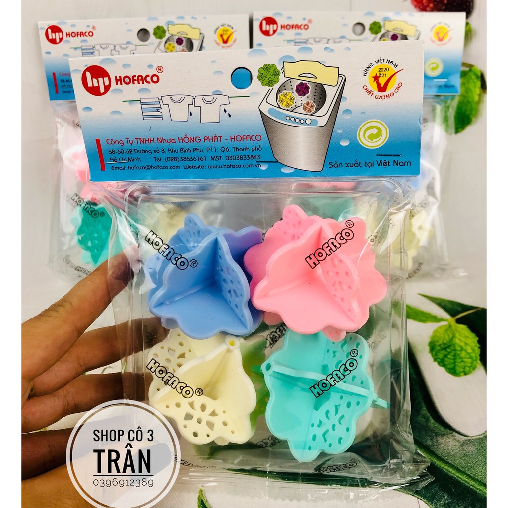 Banh giặt quần áo trong máy giặt HPG83  (4 banh/ gói) - Bóng giặt quần áo bằng nhựa Hồng Phát siêu an toàn, tiện lợi