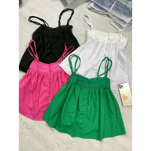 Áo 2 dây babydoll  ren voan phối núc bọc