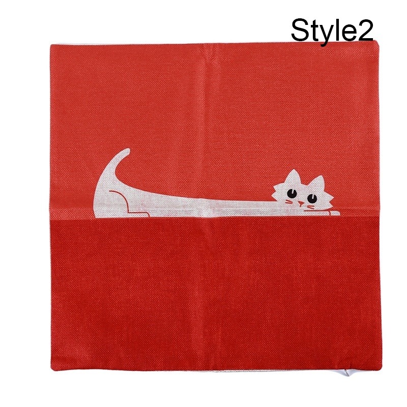 Fashion Cartoon Character Cat Printing Square Pillowcase Home Decoration Car Sofa Bedroom Cushion Cover