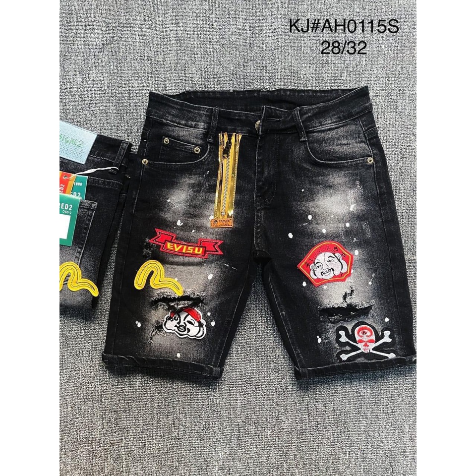 quần short jean nam ngắn đen xanh thêu logo nhiều mẫu mới đẹp,vải jean dày bền màu giá tốt KAYSTORE