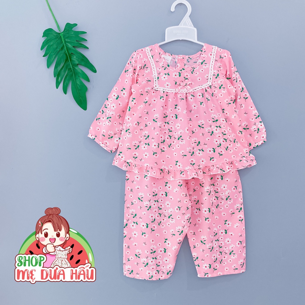 Bộ tole, lanh tiểu thư tay dài bé gái 8-32kg shop mẹ dưa hấu - bộ đồ bộ bé gái chất vải tole, lanh 2 da