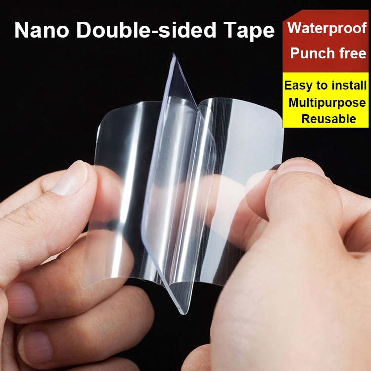 Set 5 Băng Dính Nano Hai Mặt Trong Suốt Chống Nước Không Cần Khoan Lỗ Tiện Dụng