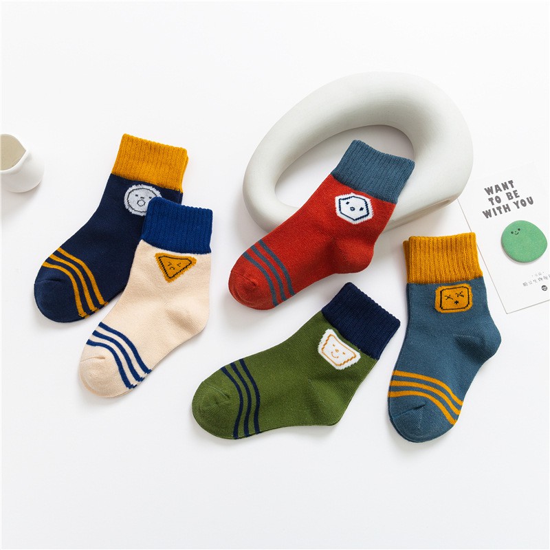 Bộ 5 Đôi Vớ cotton Mềm Thoáng Khí In Họa Tiết Hoạt Hình Cho Bé 1-12 Tuổi