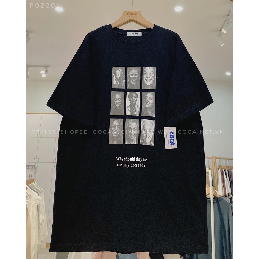 [P0220] Áo thun cotton mặt lông dày in 9 hình mặt người form rộng (Có sẵn/Ảnh thật)