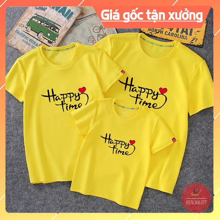 Áo Gia Đình Happy Time - Thun Cotton - Đủ Size GD315VD