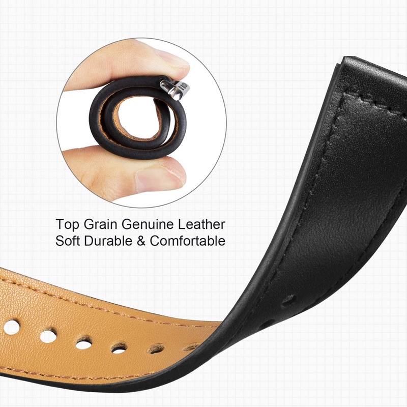 Dây Đeo Bằng Da 20Mm 22Mm Cho Đồng Hồ Thông Minh Samsung Galaxy Watch 4 / Classic / Active 2 42Mm / 46mm Correa 40 / 44Mm GT / 3 / 2 / 2e / Pro
