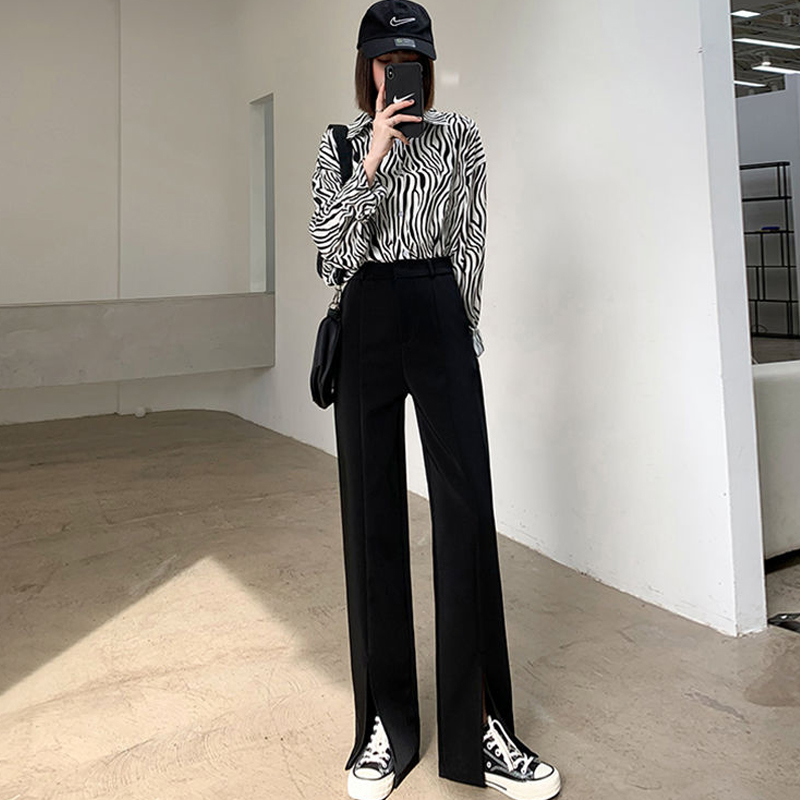 Quần Dài Nữ Lưng Cao Ống Rộng Xẻ Tà Thời Trang