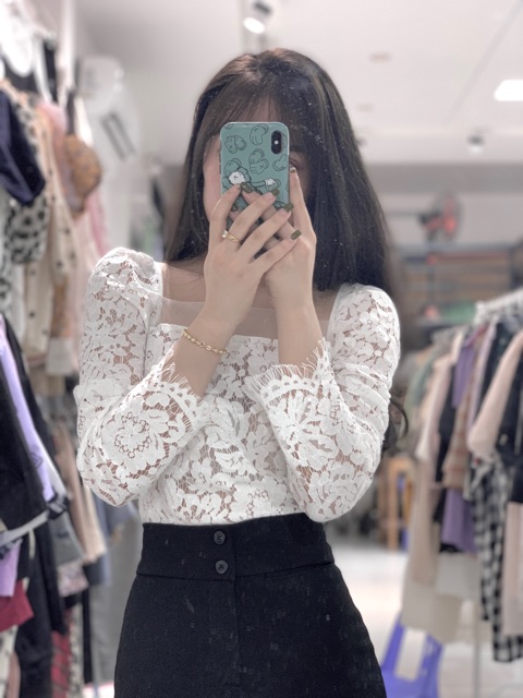 Áo ren + Quần loe 2 nút cạp siêu cao