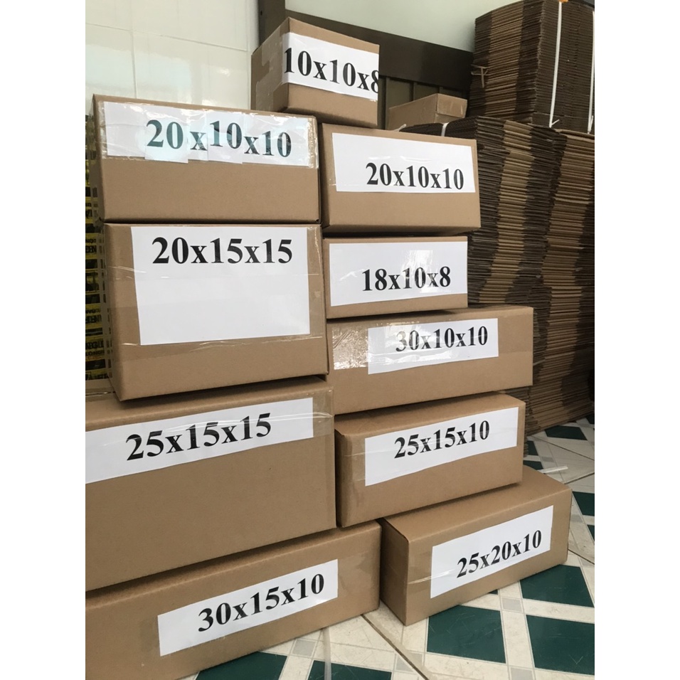 Bộ 10 thùng hộp carton bìa giấy đóng gói hàng kích thước 30x10x10 giá rẻ tận xưởng giao hỏa tốc nhận hàng ngay