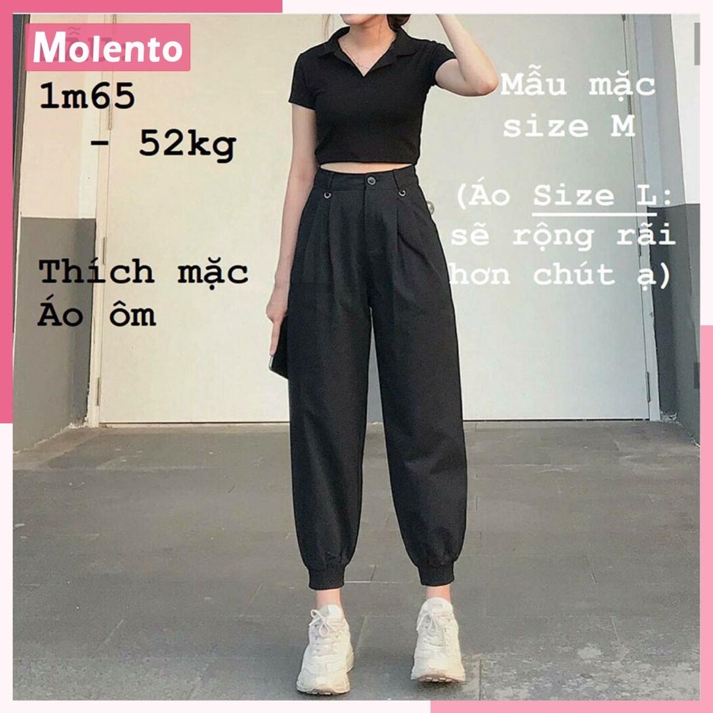 Áo Croptop Nữ Tay Ngắn Phông Cổ Bẻ Sơ Mi Polo Thun Cotton Crt Kiểu Ôm Body Ulzzang Phong Cách Hàn Quốc MOLENTO M16