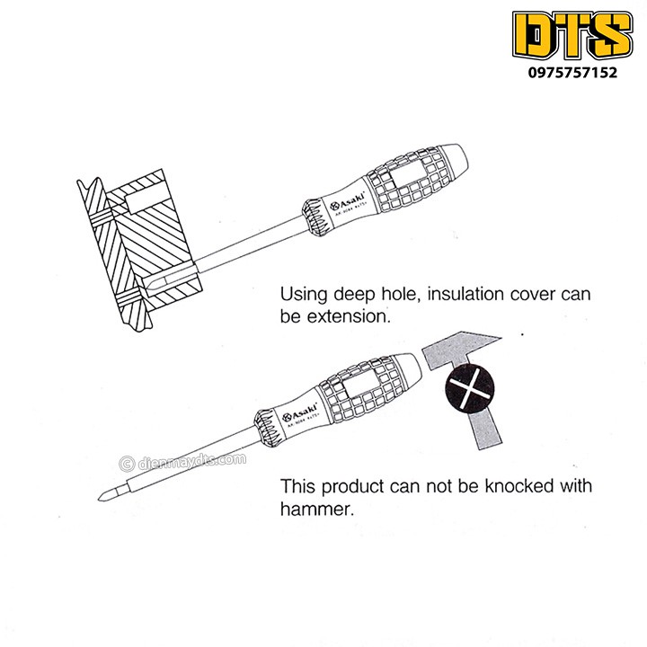 Tô vít 2 cạnh kiêm bút thử điện Asaki AK-9085 4x75mm